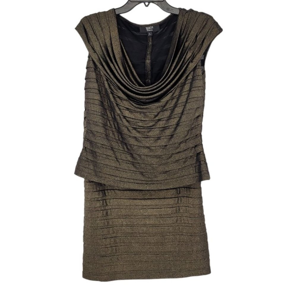 Tadashi Collection womens Large Gold cowl neck cap sleeve pencil skirt set